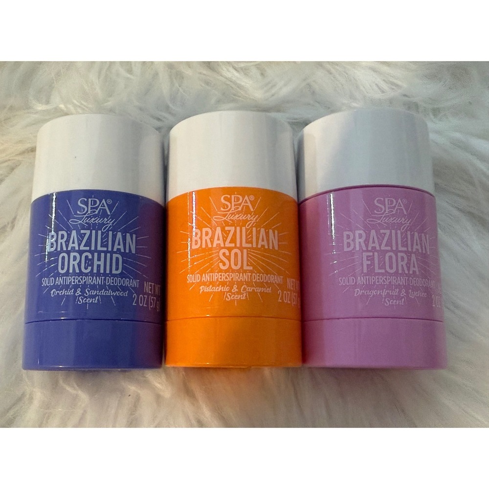 Spa Luxury Brazilian Deodorant Set Orchid Sol Flora 2oz 3 Pack NEW